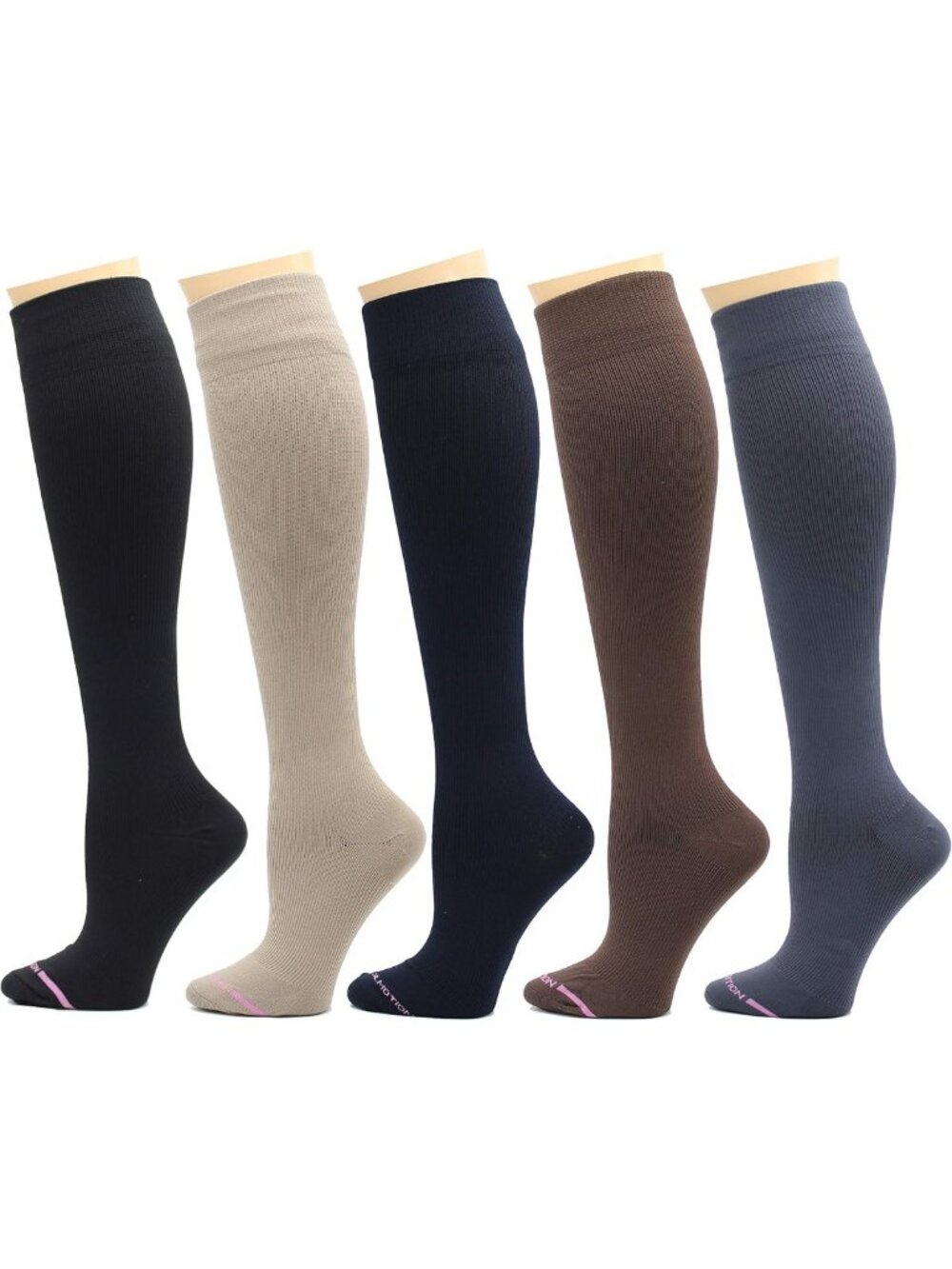 5 Pairs Women's Knee-High Compression Socks 8-15mmHg - Therapeutic Support
